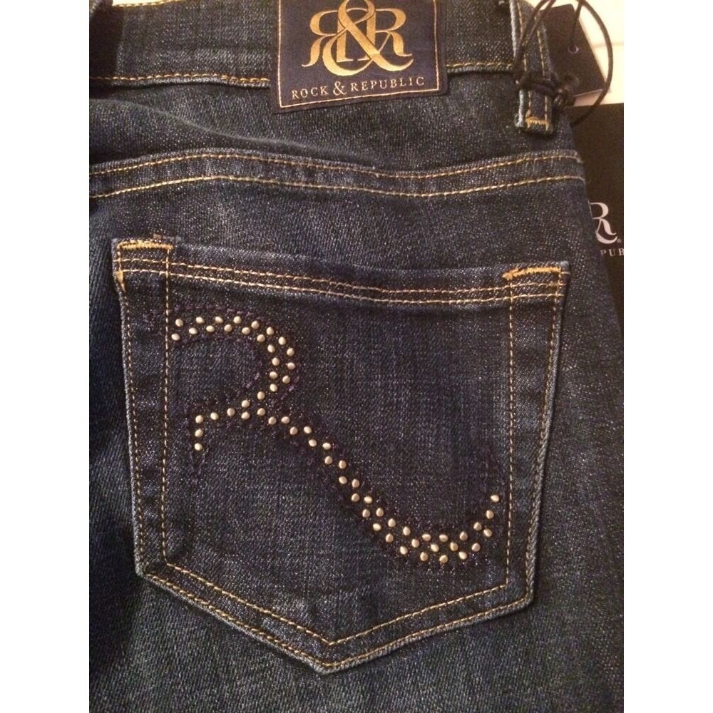 Rock & Republic Women's Jeans Kasandra Boot Cut Huntressed Studded Size 2 New!